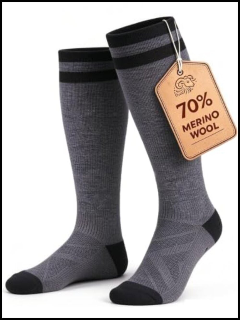 Merino Wool Compression Knee High Socks 15-20 mmHg